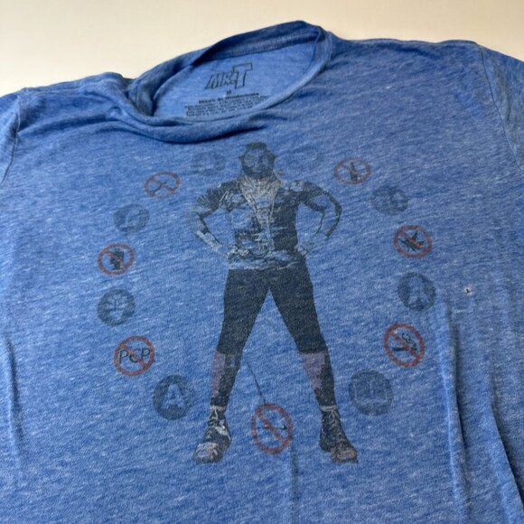 Mr T Shirt Mens Medium Blue Graphic Anti Drug PSA Vintage Style Tee 80s Icon - Picture 4 of 13